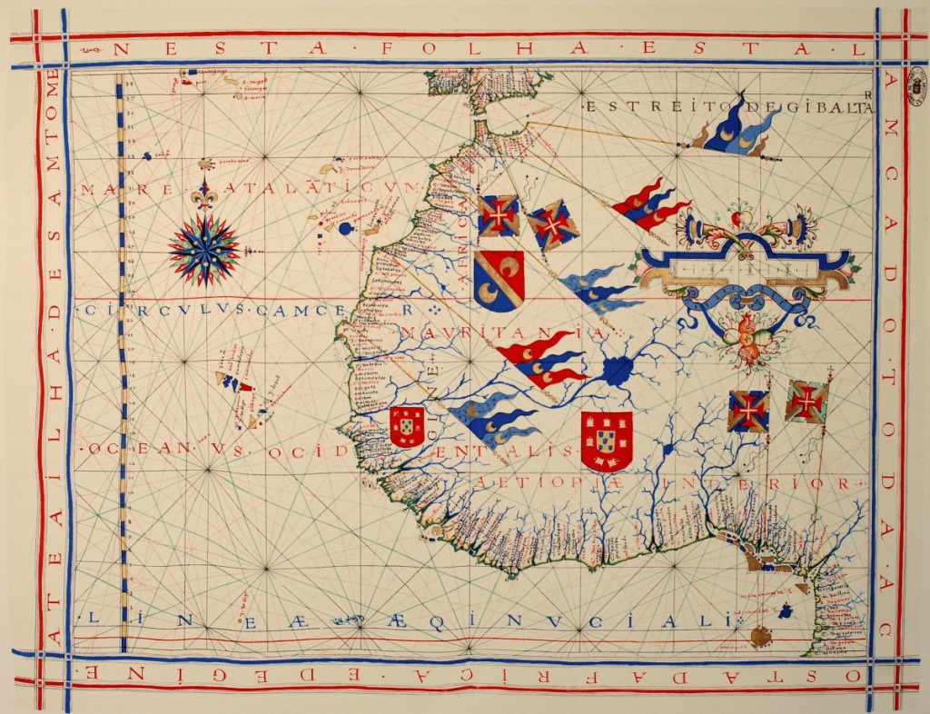 Nautische kaart van de Portugese cartograaf Fernão Vaz Dourado