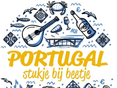 Detail van de kaft van het boek Portugal, stykje bij beetje van Cees Groenewegen