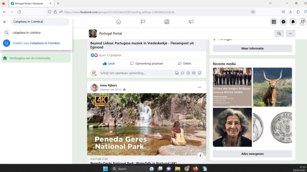 Schermafdruk, screenshot, van de Portugal portal facebook groep forum.