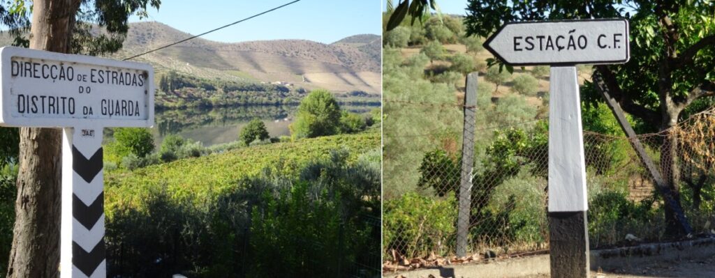 Fotocollage van twee wegwijzers in het Portugees