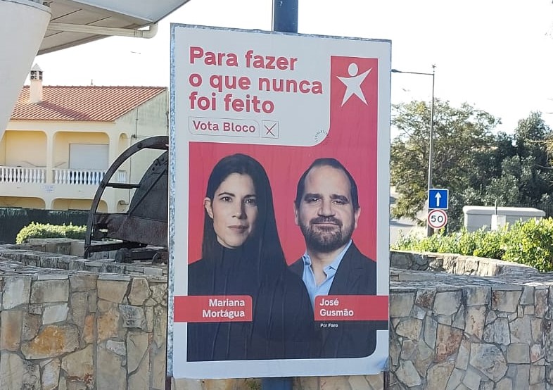 Verkiezingsposter Mariana Mortágua Bloco de esquerda Portugal.
