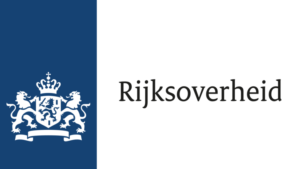 Logo van de Nederlandse Rijksoverheid met beeldmerk en woordmerk