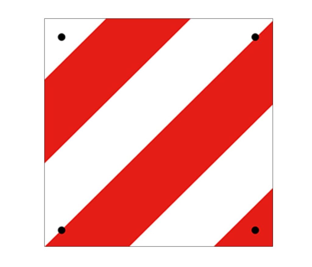 rood-wit schuin-gestreept bord
